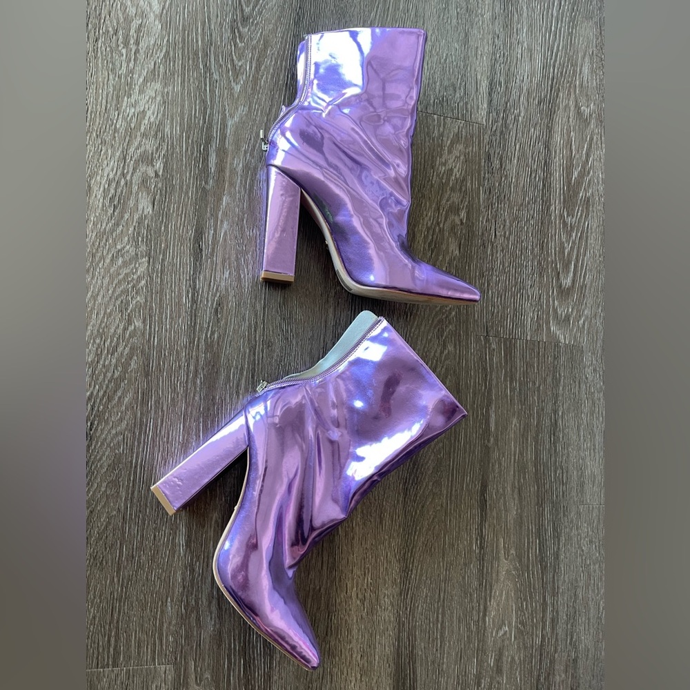 Purple Iridescent Ankle Boots
